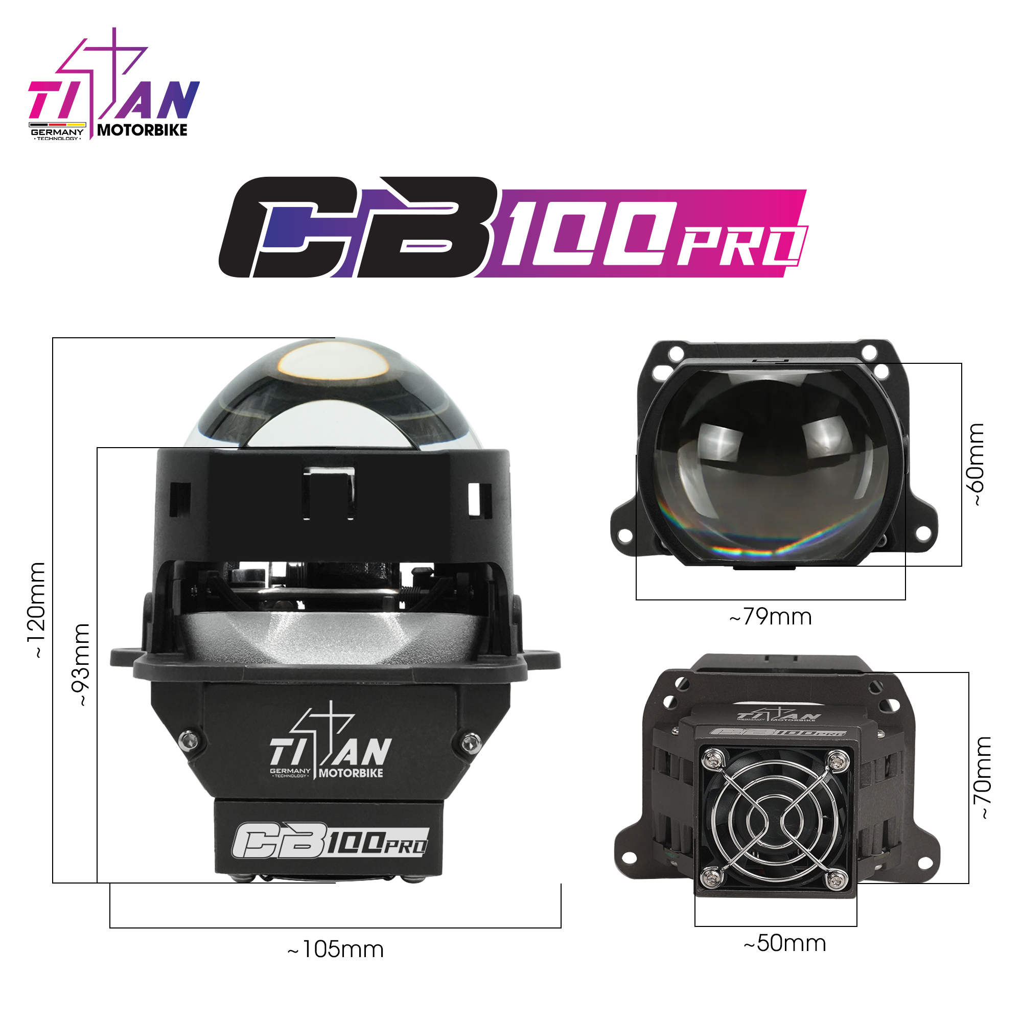 BI LED TITAN MOTO CB100 PRO SQUARE