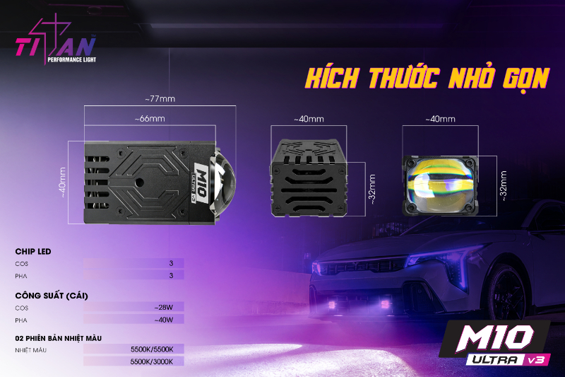 Kích thước và thông số Titan Moto M10 Ultra V3