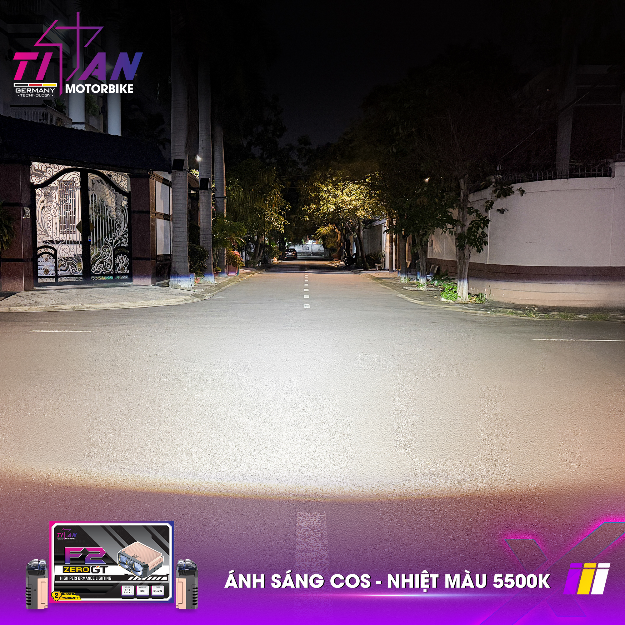 ĐÈN TRỢ SÁNG TITAN MOTO F2 ZERO GT