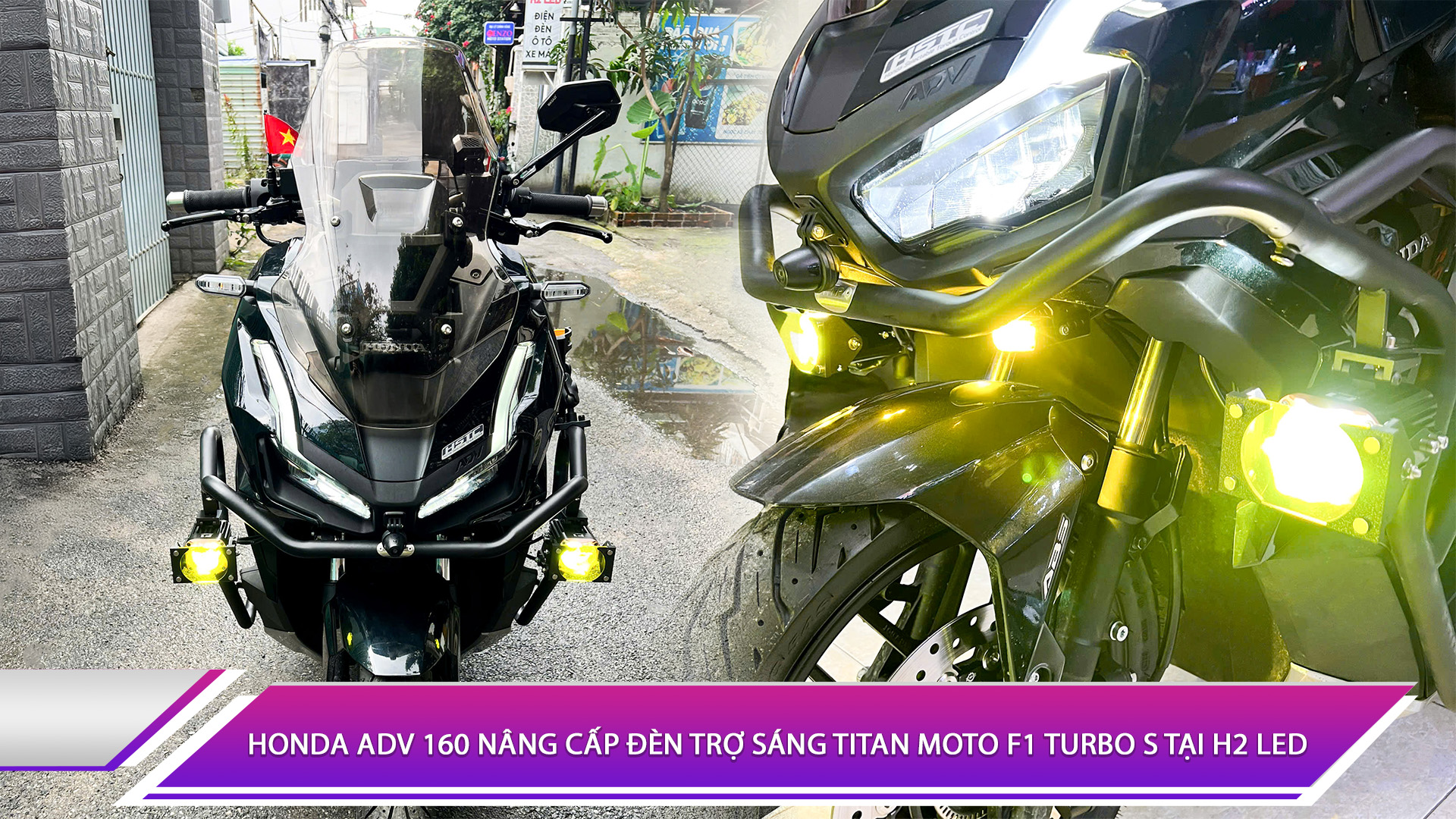 Honda ADV 160 nâng cấp đèn trợ sáng Titan Moto F1 Turbo S tại H2 LED