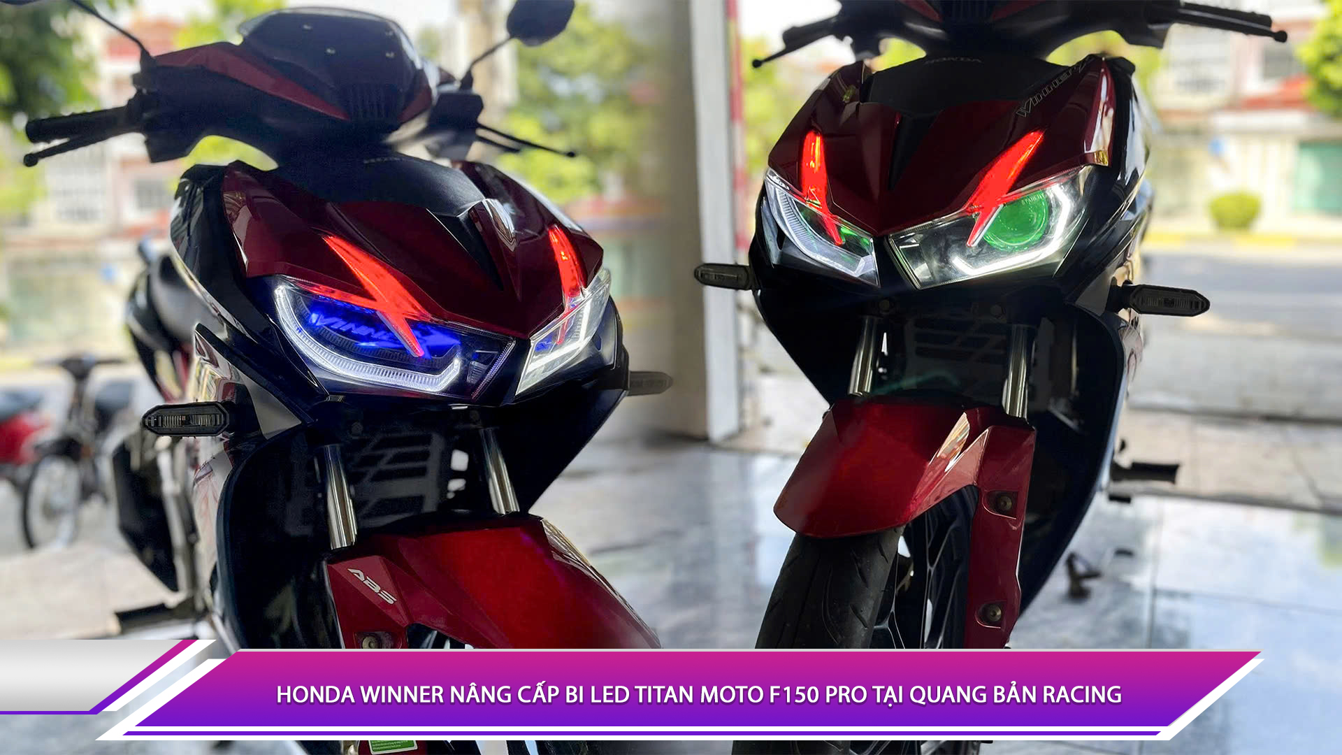 Honda Winner nâng cấp bi LED Titan Moto F150 Pro tại Quang Bản Racing