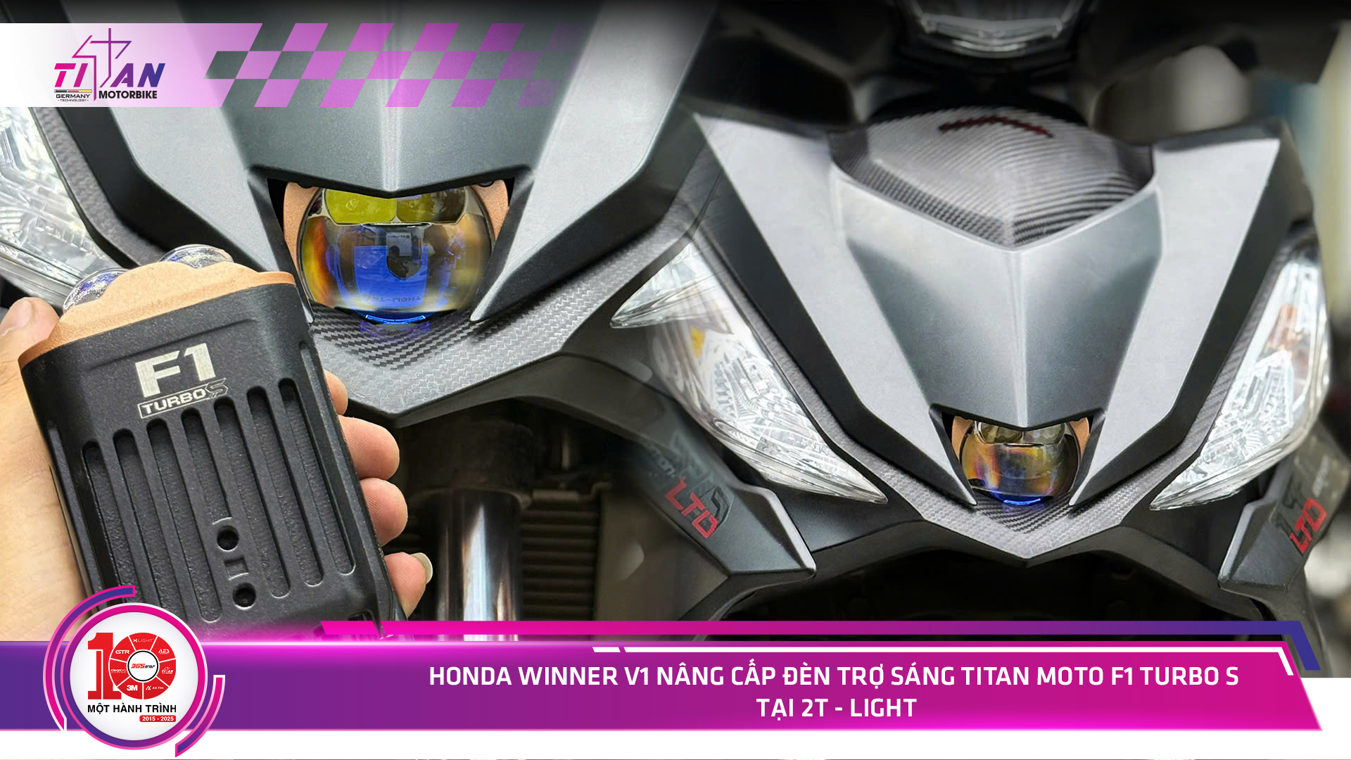 Honda Winner V1 nâng cấp đèn trợ sáng Titan Moto F1 Turbo S tại 2T - Lights