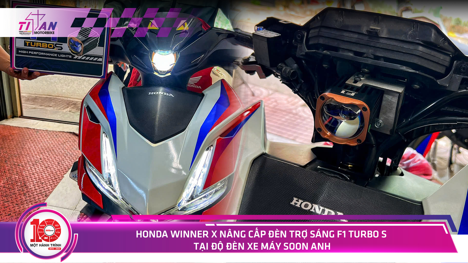 Honda Winner X nâng cấp đèn trợ sáng F1 Turbo S tại Độ Đèn Xe Máy Soon Anh