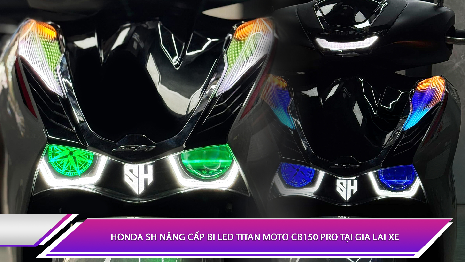 Honda SH nâng cấp bi LED Titan Moto CB150 Pro tại Gia Lai Xe
